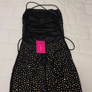 The boutique small black iridescent stone mini NWT